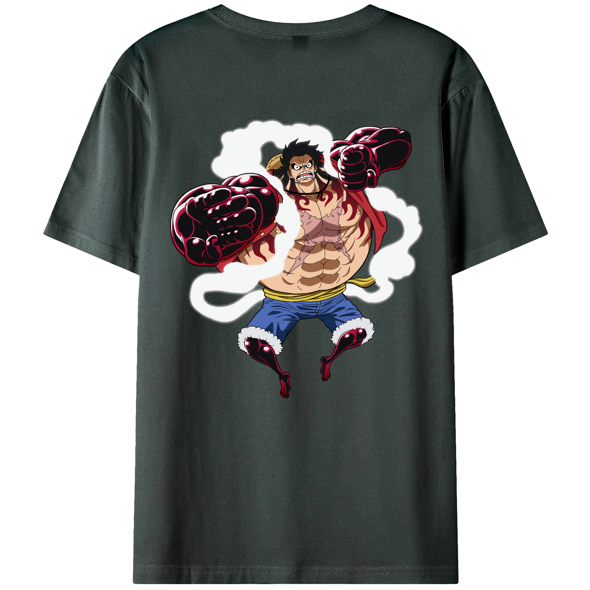 ワンピース モンキー・D・ルフィ ONE PIECE Monkey D. Luffy 綿100％ メンズ半袖Tシャツ（バックプリント） 通気性